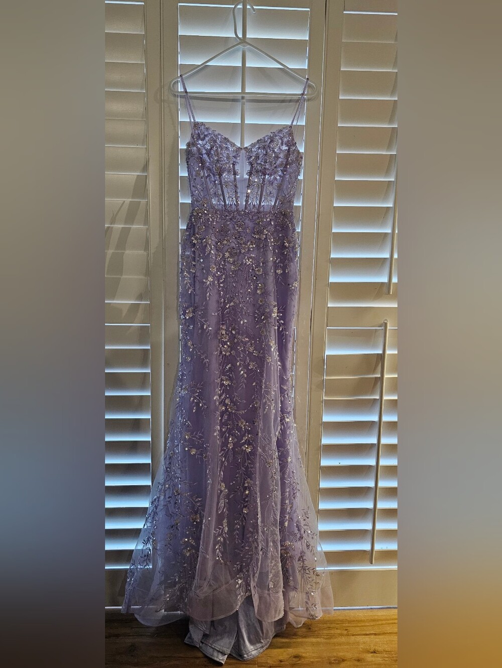 Sherri Hill Lavender/Lilac Beaded Sequin Lace Corset Gown – Size 4